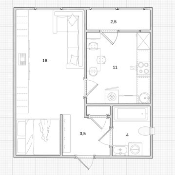 1-к квартира, 8/10 эт., 38м²