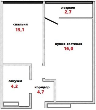 1-к квартира, 3/26 эт., 41м²