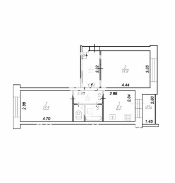 2-к квартира, 5/5 эт., 48м²