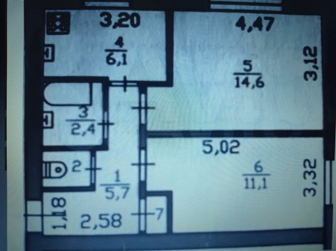 2-к квартира, 1/2 эт., 41м²
