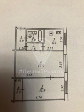 2-к квартира, 1/5 эт., 45м²