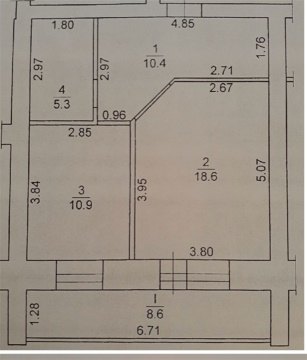1-к квартира, 1/9 эт., 45м²