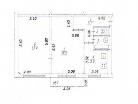 2-к квартира, 3/5 эт., 47м²
