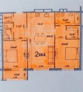 2-к квартира, 17/18 эт., 88м²