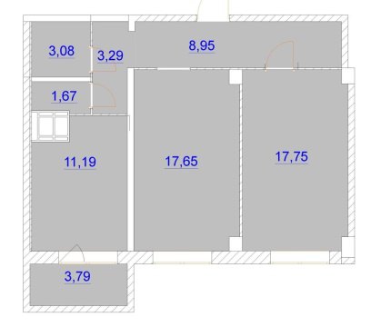 2-к квартира, 13/25 эт., 64м²
