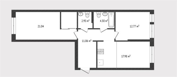 3-к квартира, 13/13 эт., 70м²