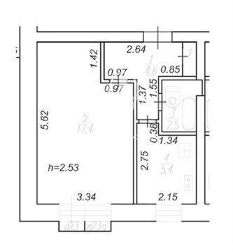1-к квартира, 2/9 эт., 30м²