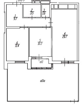 2-к квартира, 1/9 эт., 60м²