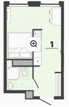 Студия, 11/26 эт., 24м²