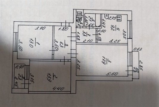 3-к квартира, 1/3 эт., 68м²