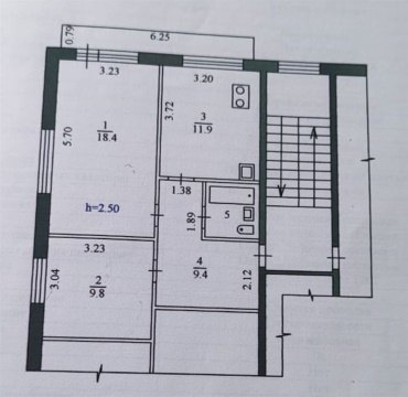 2-к квартира, 2/5 эт., 52м²