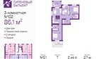 3-к квартира, 2/4 эт., 86м²